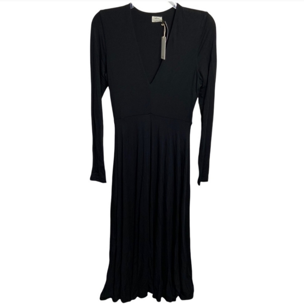 NWT Wilfred Size Medium Cyra Black Noir Long Sleeve Midi Dress